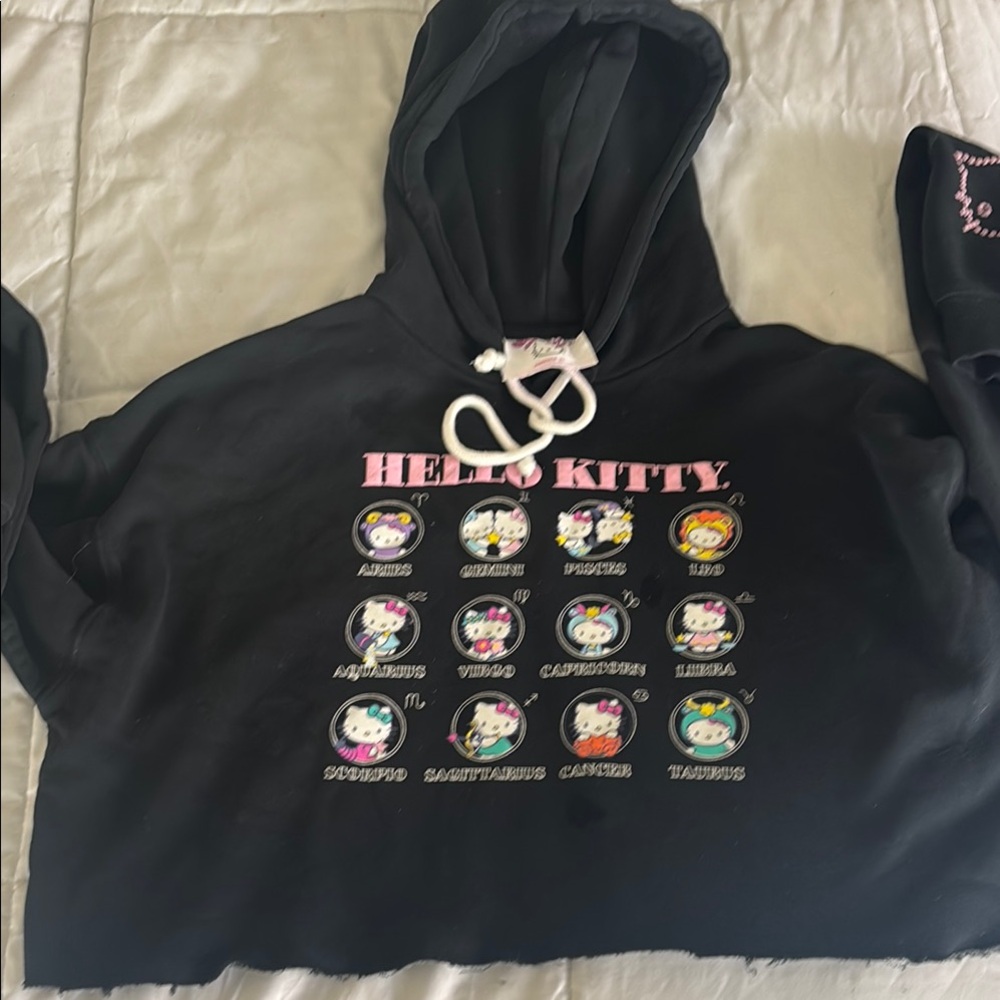 Hello Kitty Black Hoodie with Colorful Graphics